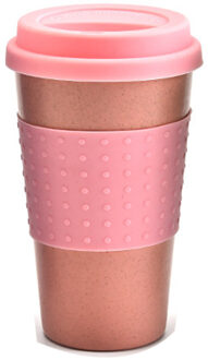 350 ml Milieuvriendelijke Tarwe Stro Koffie Cups Reizen Mok Met Deksels Reiskop Draagbare Voor Camping Picknick Home Office Drinkwares roze