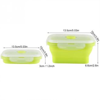 350 Ml Silicone Inklapbare Lunchbox Bento Voedsel Container Lekvrij Clip Lock Covers Voor Microwavable Ovens Koelkasten Groen