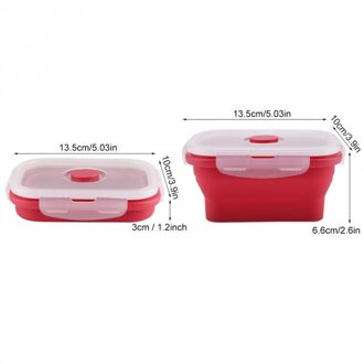 350 Ml Silicone Inklapbare Lunchbox Bento Voedsel Container Lekvrij Clip Lock Covers Voor Microwavable Ovens Koelkasten Rood