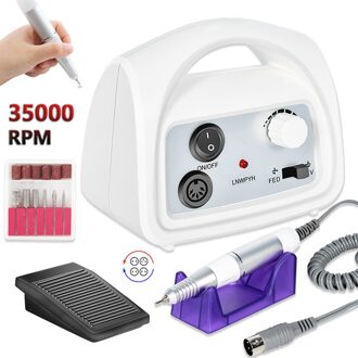 35000 Rpm Nail Boor Machine Elektrische Manicure Boor Machine Pedaal Pedicure Nail Gel Bestand Sterke Nail Boor Apparatuur Gereedschappen 801 wit