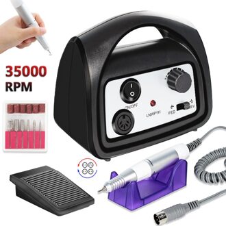 35000 Rpm Nail Boor Machine Elektrische Manicure Boor Machine Pedaal Pedicure Nail Gel Bestand Sterke Nail Boor Apparatuur Gereedschappen 801 zwart