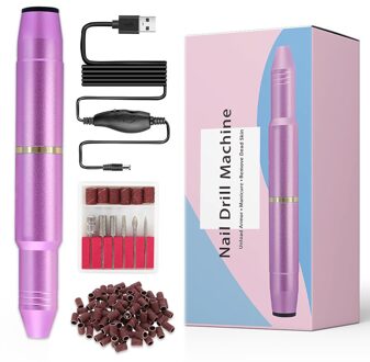 35000 Rpm Nail Boor Machine Elektrische Manicure Boor Machine Pedaal Pedicure Nail Gel Bestand Sterke Nail Boor Apparatuur Gereedschappen USB paars doos