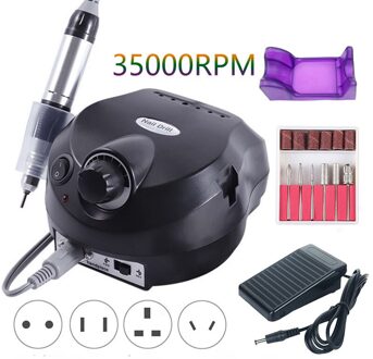 35000Rpm Electric Nail Boor Machine Manicure Boor Machine Pedicure Boor Professionele Nail Boor Salon Nail Boor Machine Tool 35000RPM-zwart