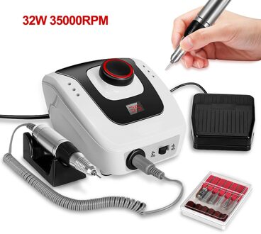 35000Rpm Electric Nail Boor Machine Manicure Machine Frees Verwijderen Nagellak Voor Manicure Pedicure Nail Art Gereedschap 508 zwart