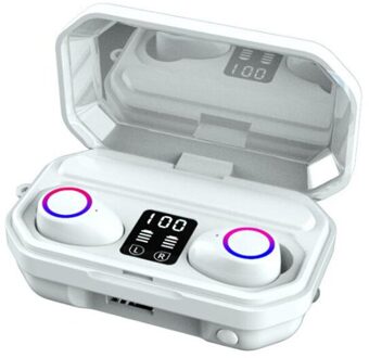 3500Mah Bluetooth Oortelefoon Draadloze Hoofdtelefoon Touch Control Led Met Microfoon Sport Waterdichte Headsets Oordopjes Oortelefoon M12-wit