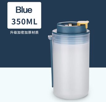 350Ml/450Ml Melk Frosted Schudden Cup Met Stro Warmte Koude Slip Voedsel Shake Bidon Outdoor Reizen water 100C Draagbare blauw 350ML