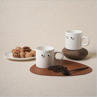 350Ml Creatieve Koffiekopje Grappige 3D Ogen Kijken Handgemaakte Keramische Cup Voor Thee Originele Ontbijt Mooie kawaii Cups