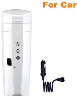 350Ml Draagbare Auto Auto Verwarming Cup 12V 24V Elektrische Warmte Water Cup Lcd Display Ketel Koffie Thee melk 304 Rvs wit For Car