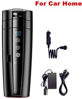 350Ml Draagbare Auto Auto Verwarming Cup 12V 24V Elektrische Warmte Water Cup Lcd Display Ketel Koffie Thee melk 304 Rvs zwart For Car Home