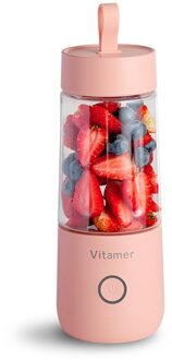350Ml Draagbare Juicer Elektrische Usb Oplaadbare Smoothie Blender Machine Mixer Mini Sap Maker Fast Food Processor Mobiele Mixer roze