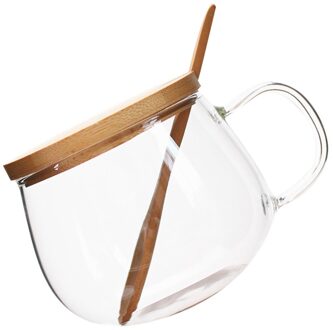 350Ml Hittebestendige Glazen Beker Transparant Water Cup Koffie Cup Met Lepel Deksel