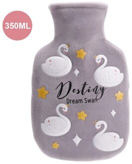 350Ml Leuke Swan Verse Flanel Cover Water Fles Injectie Warm Water Fles Meisje Warm Paleis Warmer Bag grijs
