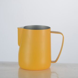 350Ml Melk Opschuimen Jug Espresso Koffie Pitcher Barista Craft Latte Melk Opschuimen Jug Rvs Kleurrijke Mok Opschuimen Jug geel
