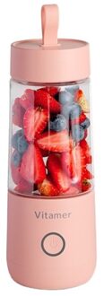 350Ml Mini Draagbare Elektrische Fruit Juicer Oplaadbare Smoothie Maker Blender Machine Sport Fles Sap Cup roze