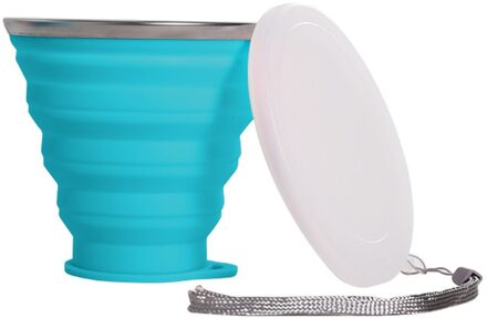 350Ml Opvouwbare Siliconen Cup Draagbare Siliconen Telescopische Drinken Inklapbare Cup Multifunctionele Opvouwbare Silica Mok Blauw