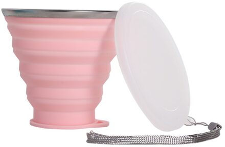 350Ml Opvouwbare Siliconen Cup Draagbare Siliconen Telescopische Drinken Inklapbare Cup Multifunctionele Opvouwbare Silica Mok Roze