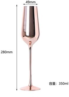 350Ml Roze Rose Gold Plating Loodvrij Glas Rode Wijn Glas Champagne Glasdrinkbeker Woondecoratie 2