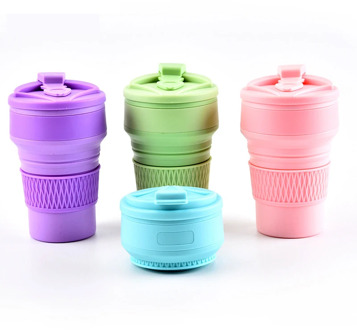 350ML Silicone Folding Coffee Cups Portable Outdoors Travel Drinking Mug Collapsible Water Tea Cup
