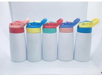 350ML Sublimation Child Sippy Cup DIY Blank Water Bottle With Straw Lid Stainless Steel Thermos Cup Portable Travel Gift Tumbler