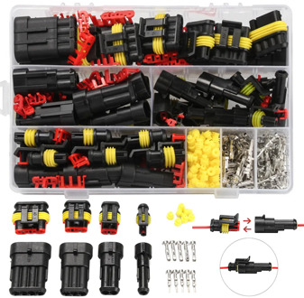 352pcs HID Waterproof Connectors 1/2/3/4 Pin 26 Sets Car Electrical Wire Connector Plug Truck Harness 300V 12A Set 352 Pack New