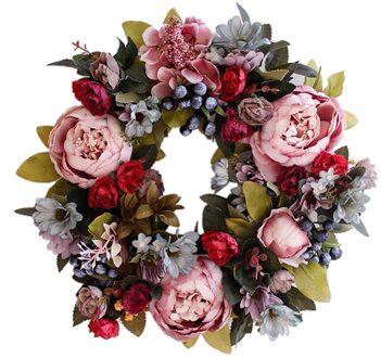 35Cm Deur Krans Grote Krans Kunstmatige Pioen Bloem Krans Muur Opknoping Voordeur Kransen Home Decoratie Boerderij Decor