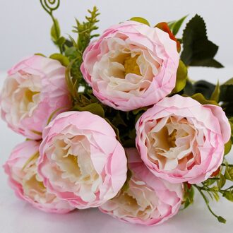 35Cm Roze Rose Zijden Bloem Kunstmatige Pioen Bloem 6 Bridal Bruiloft Woondecoratie Kunstbloem
