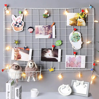 35cmx35cm Modern Home Wall Decoration Iron Grid Nordic Art Photo Displaying Frame Party Metal Shelf Mesh Postcards Diy Racks