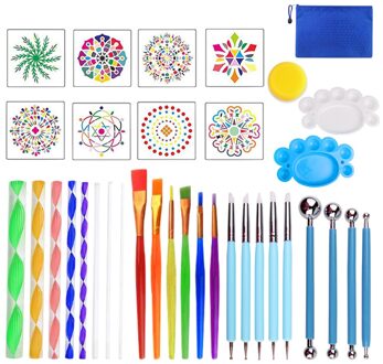 35Pcs Mandala Puntjes Gereedschap Kits Schilderen Gereedschap Kits Borstels Verf Lade Penselen Rock Schilderen Canvas Rotsen Stoffen Art