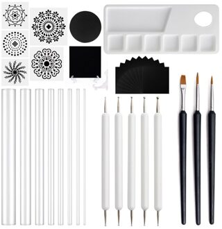 35Pcs Mandala Puntjes Gereedschap Set Voor Schilderen Rock Acryl Stok Template Stencil