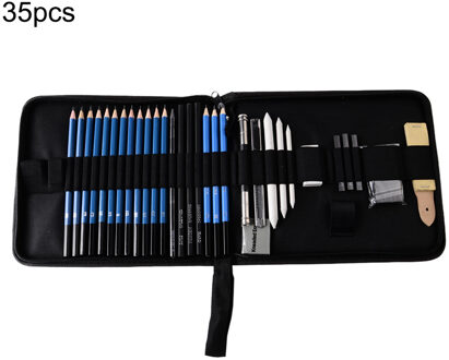 35Pcs Professionele Schetsen Tekening Kit Hout Potlood 2B 3B 4B 5B 6B 7B 8B B 2H 3H 4H 5H HB Potlood met Zak Kantoorbenodigdheden