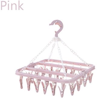 36 Clip Vouwen Droogrek Ondergoed Sokken Clip Multifunctionele Kledingrek Patronen roze