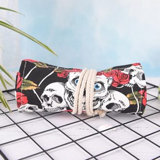 36 Gat Etui Grote Cartoon Canvas Wrap Roll Up Etui Pen Borstel Zak RH
