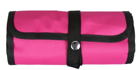 36-Gaten Effen Kleur School Etui Met Gesp Hoge Capaciteit Kawaii Potlood Pouch Retro Koreaanse Briefpapier Kantoorbenodigdheden roos rood