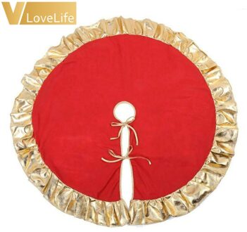 36 "Gold Ruffle Edge Kerstboom Rok Nieuwjaar Xmas Tree Tapijt Vrolijk Kerstfeest Decoraties voor Thuis Outdoor Decor
