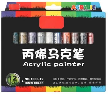 36 Kleuren Acryl Verf Marker Pen Gedetailleerde Markering Voor Diy Album Keramische Rock Hout Canvas 12 kleuren