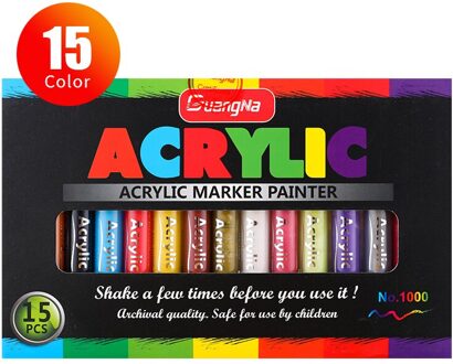 36 Kleuren Acryl Verf Marker Pen Voor Keramische Rock Glas Porselein Mok Hout Stof Canvas Schilderij 15stk
