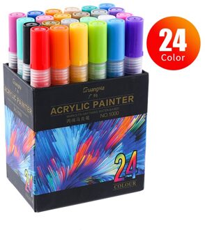 36 Kleuren Acryl Verf Marker Pen Voor Keramische Rock Glas Porselein Mok Hout Stof Canvas Schilderij 24stk