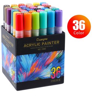 36 Kleuren Acryl Verf Marker Pen Voor Keramische Rock Glas Porselein Mok Hout Stof Canvas Schilderij 36stk