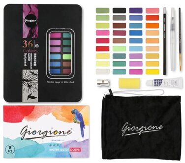 36-Kleuren Glitter Aquarel Verf Set Aquarel Pigment Schilderen Leveringen Metallic Effen Water Kleuren Palet zwart