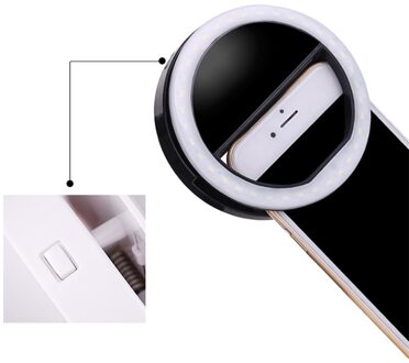36 Led Selfie Ring Licht Voor Iphone Voor Xiaomi Voor Samsung Huawei Draagbare Flash Camera Telefoon Case Cover Fotografie Enhancing zwart