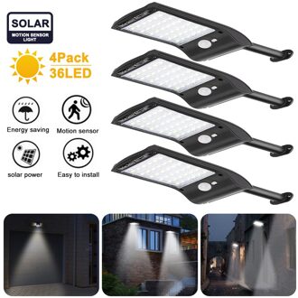 36 Led Solar Power Light Super Heldere 1/2/4Pcs Led Solar Wandlamp Pir Motion Sensor outdoor Waterdichte Tuin Beveiliging Lampen 4stk 36 LED