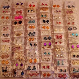 36 Pairs Vrouwen Earring Koreaanse Stijl Metalen Strass Pendientes Mujer Moda Oorbellen Sieraden