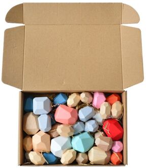 36 Pcs Kinderen Houten Gekleurde Steen Stapelen Spel Bouwsteen Kids Creatief Educatief Speelgoed