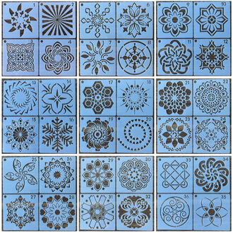 36 Pcs Mandala Muur Tekening Stencil Voor Schilderen Diy Hosehold Decoratie Sjabloon Fotolijst Stencils