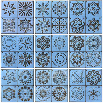 36 Pcs Mandala Muur Tekening Stencil Voor Schilderen Diy Hosehold Decoratie Sjabloon Fotolijst Stencils