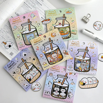 36 pcs/set Korean Import Brand Nekoni Cute Animals Sushi Stationery Stickers Scrapbooking Little Diary Stickers