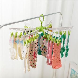 36 Pinnen Sokken Hanger Ondergoed Rek Plastic Magische Hanger Voor Drogen Kinderen Multifunctionele Opvouwbare Kleerhanger Storeage groen