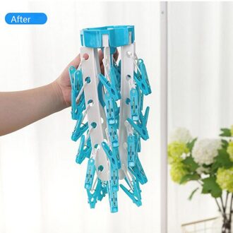 36 Pinnen Sokken Hanger Ondergoed Rek Plastic Magische Hanger Voor Drogen Kinderen Multifunctionele Opvouwbare Kleerhanger Storeage lucht blauw