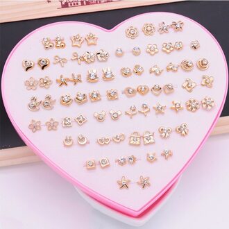 36 Stks/doos Multi-color Crystal Cartoon Hypoallergeen Plastic Stud Oorbellen Set Voor Vrouwen Meisje Dochter Sieraden A1