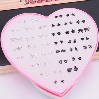 36 Stks/doos Multi-color Crystal Cartoon Hypoallergeen Plastic Stud Oorbellen Set Voor Vrouwen Meisje Dochter Sieraden A3